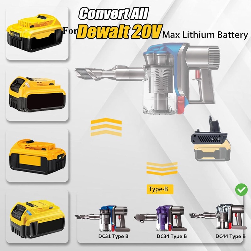 for Dyson Type B Battery Adapter for Dewalt 20V Battery to DC31 DC35 Vacuum gallery
