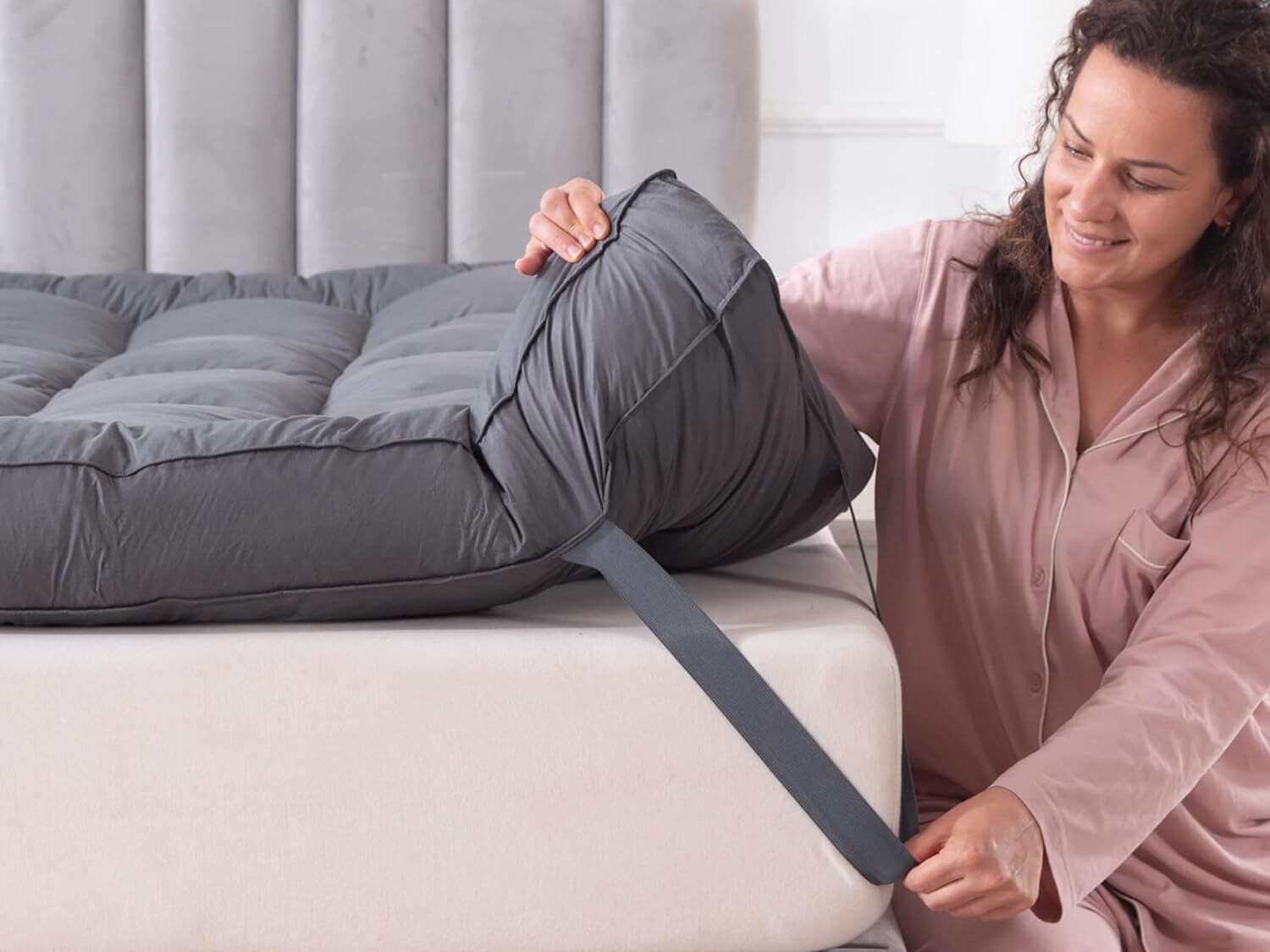 5 Inch Goose Duck Feather Bed Extra Thick Mattress Topper Pillowtop Cotton Gray gallery