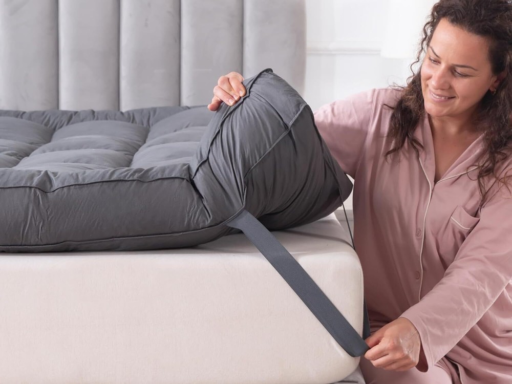 5 Inch Goose Duck Feather Bed Extra Thick Mattress Topper Pillowtop Cotton Gray