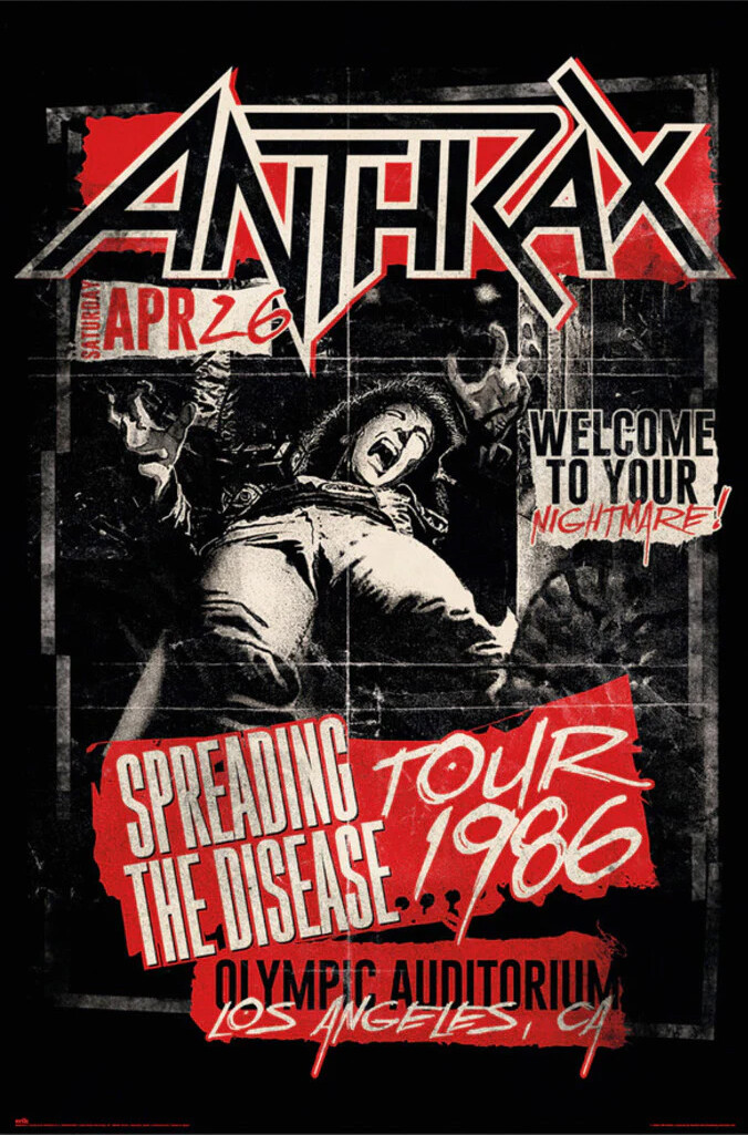 Anthrax - Music Poster (Spreading The Disease Tour 1986) (Size: 24" x 36") gallery