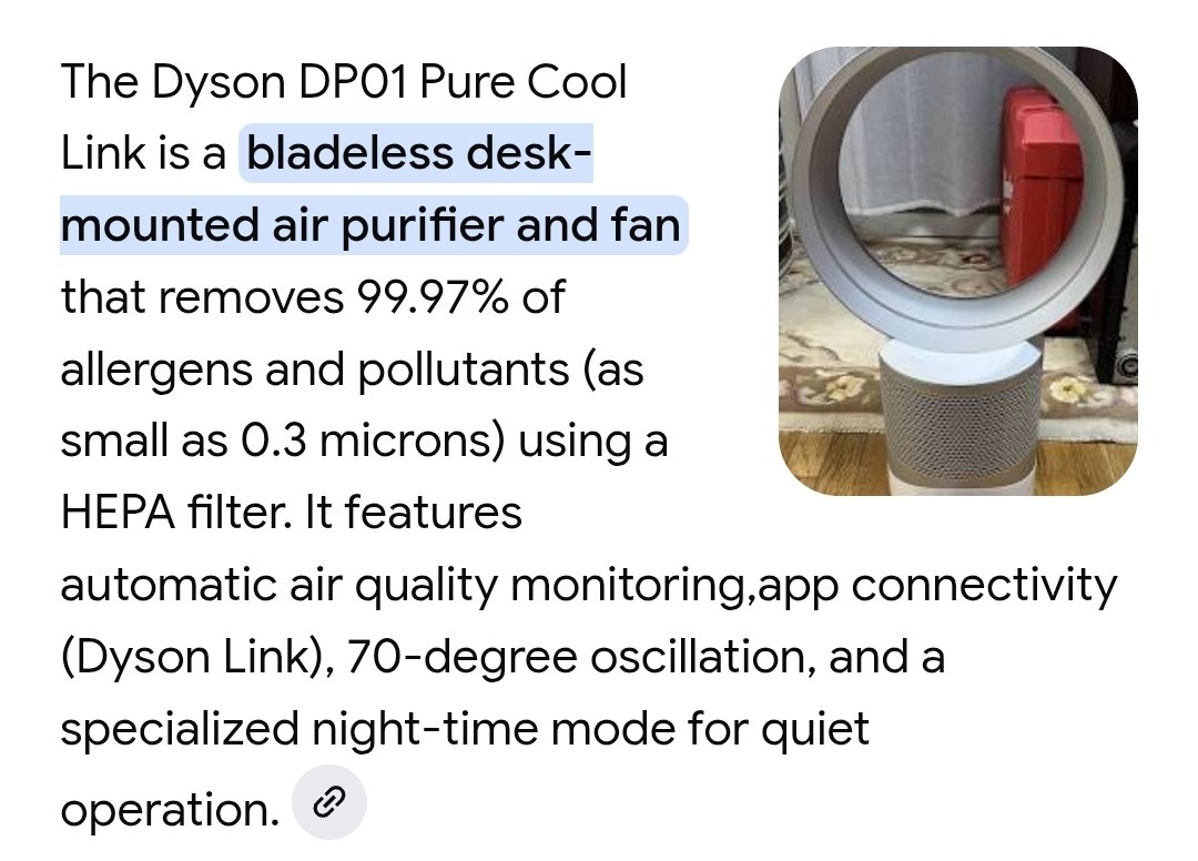 Dyson DP01 Pure Cool Link Air Purifier - White/Silver gallery