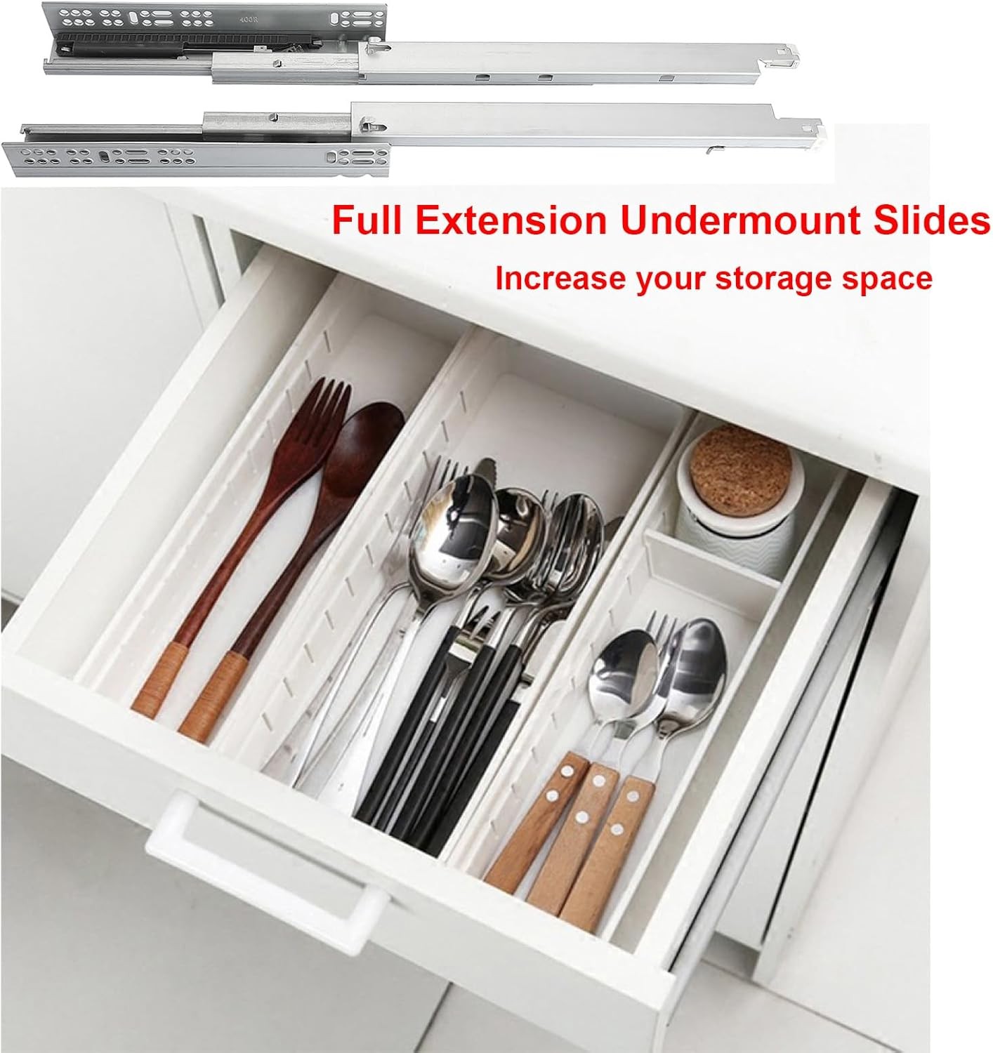 6 Pairs 24 Inch Undermount Soft Close Drawer Slides Full Extension 100LB 3D Lock gallery