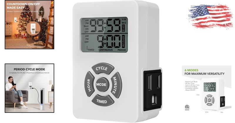 Compact Digital Timer with Repeat Cycle & Daily Scheduling for Smart Automation gallery