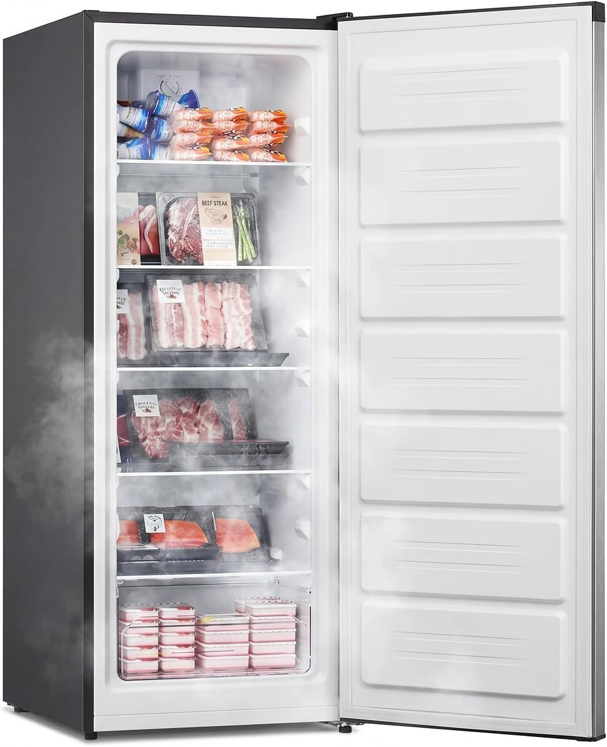 Upstreman Upright Freezer 7 cu ft, Stand up Deep Refrigerator, Temp Control, Rev gallery