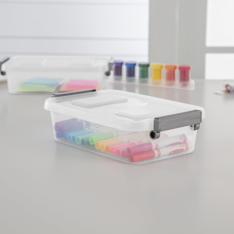 Modular Small Storage Bin, 2.7 Quart Latching Clear Plastic Storage Container wi gallery