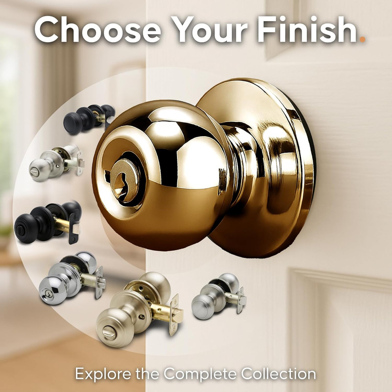 Copper Creek Entry Door Knob – Keyed Entry Handle with Lock and Key, ANSI Grade- gallery