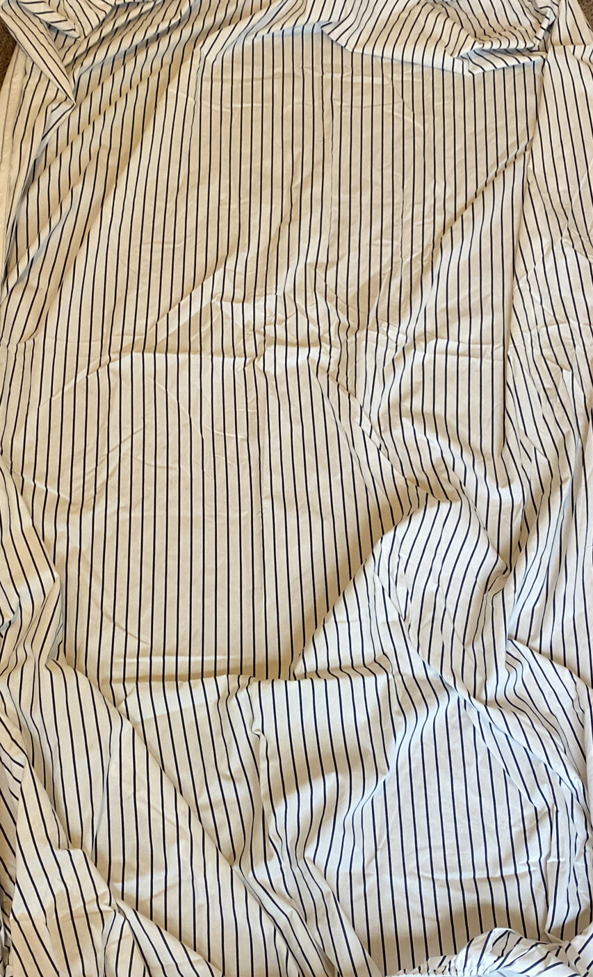 Vintage Springmaid Double Bed Fitted Sheet Poly/Cotton Blend White Blue Stripes gallery