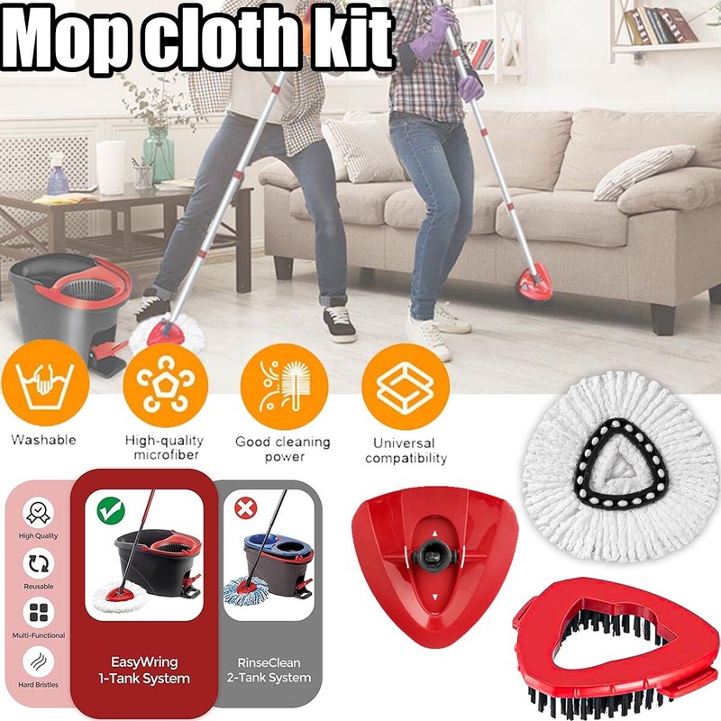 Replacement Mop HEAD For O-Cedar Spin Mop Easy Clean Wring+Brush+mop base gallery