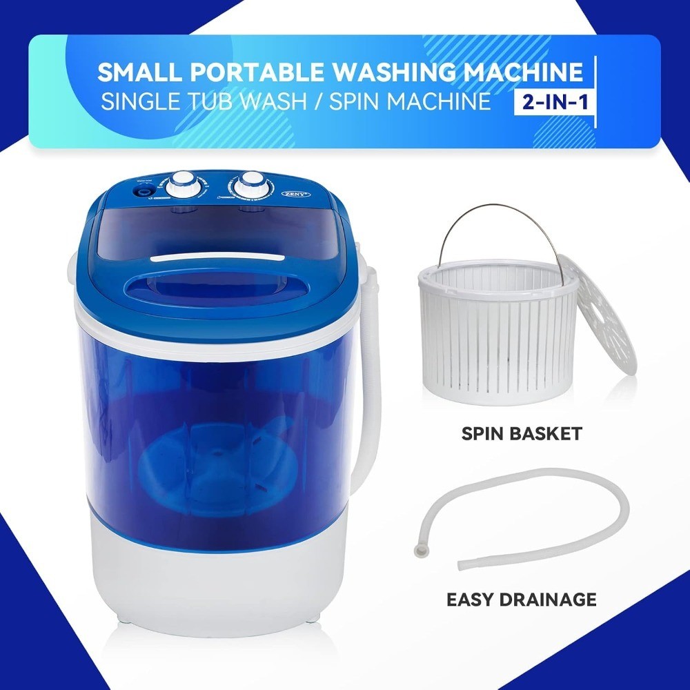Semi-Automatic Portable Mini Washing Machine with Spin Dryer Compact 8 lbs gallery