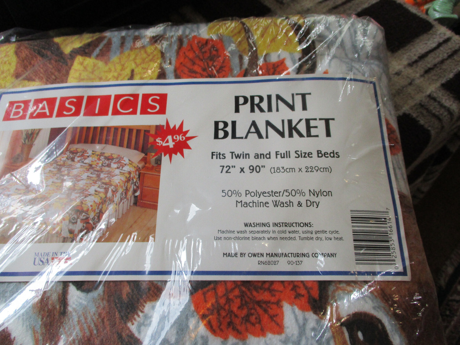 Basics Deer print Blanket Polyester/Nylon 72"x90” Twin/Full Made in USA NEW VTG gallery
