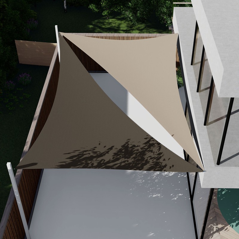 28/29/30FT Sand Equilateral Triangle Outdoor Steel Cable Sun Shade Sail 260GSM gallery