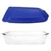 Pyrex 233-D 5Qt Glass Baking Dish and 233-PC 3qt Lagoon Blue Lid gallery