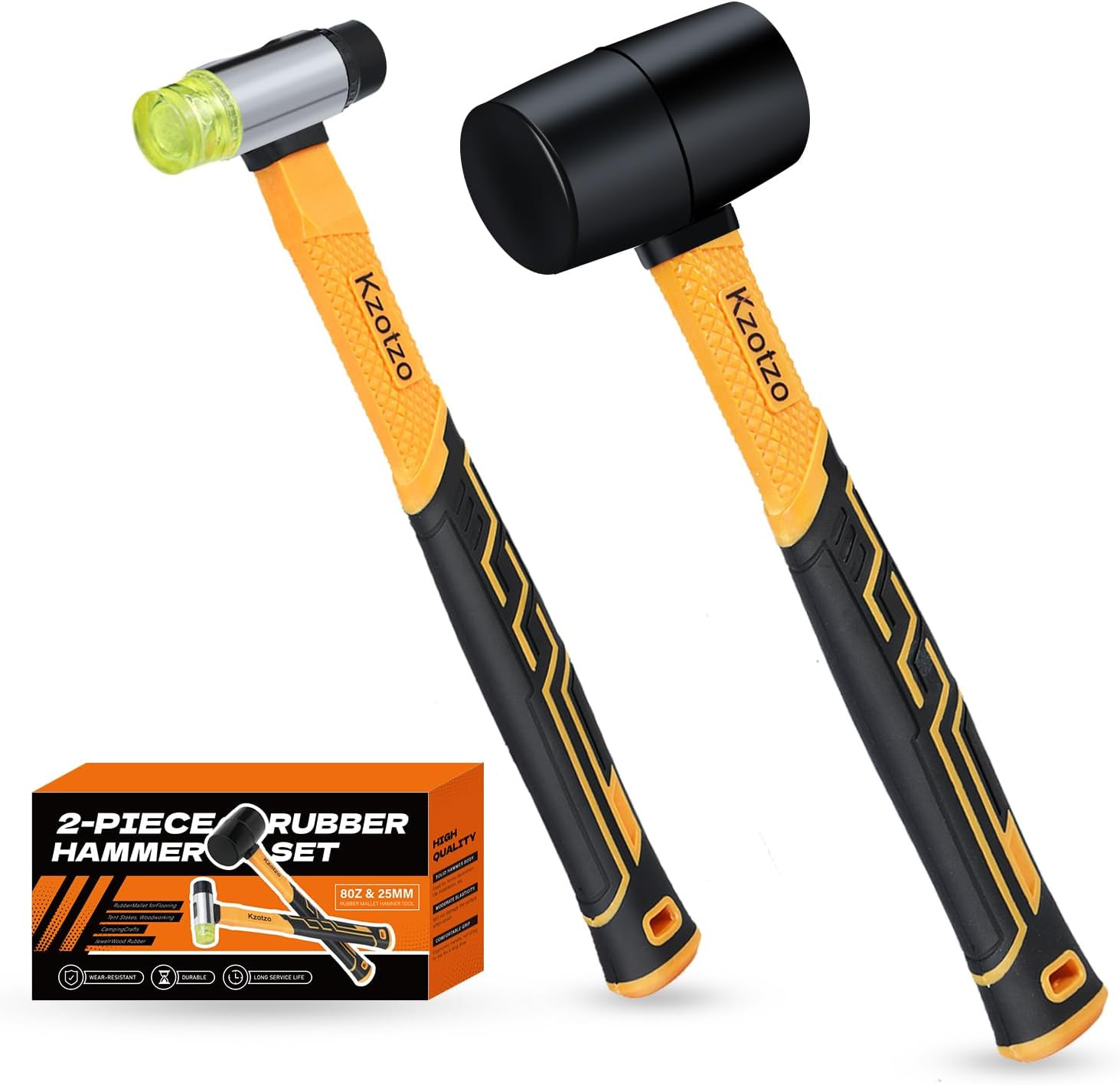 2-Piece Rubber Mallet Hammer Set, 8oz Rubber Hammer Mallet & 25mm Double-Faced S gallery