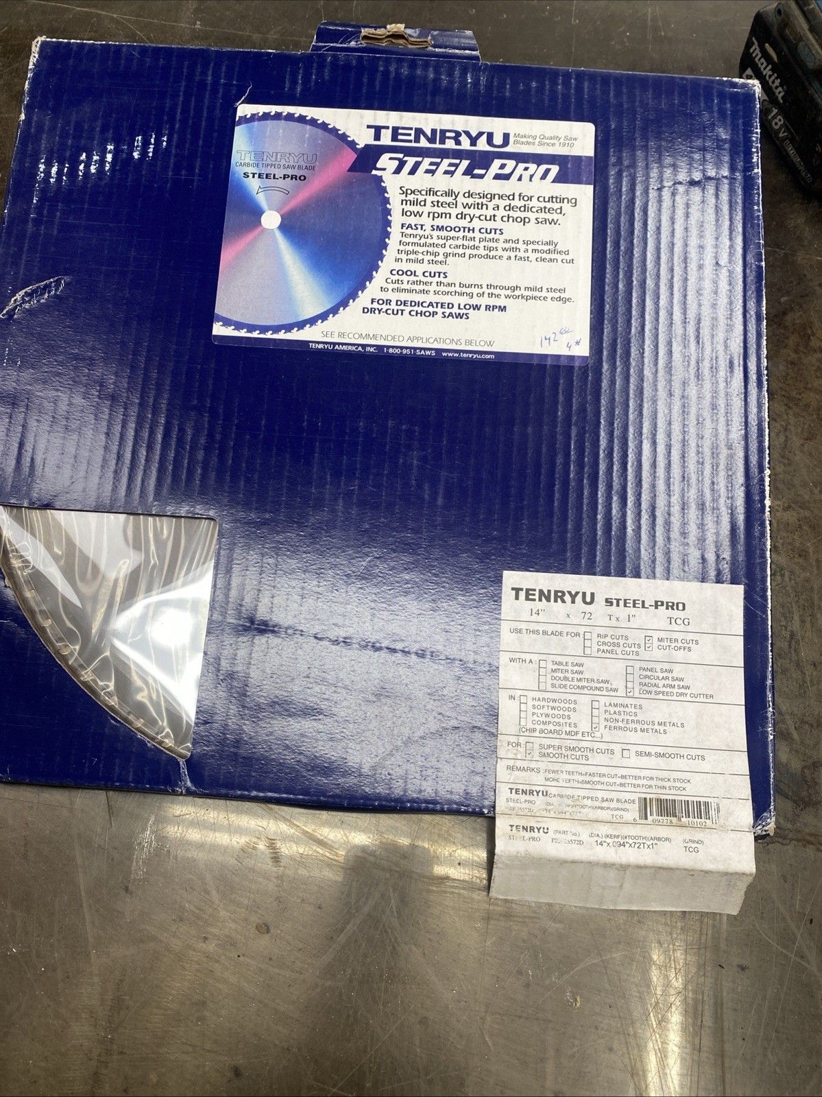 Tenryu PRF-35572D 14 diameter 72 Tooth TCG Grind Metal Chopsaw gallery