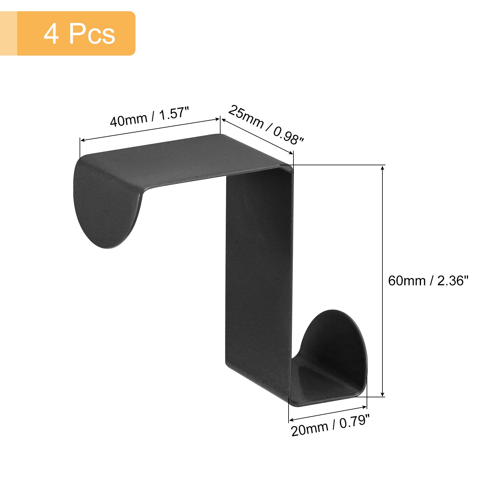 4pcs Over the Door Hooks Stainless Steel S-Shaped Double Hooks Black gallery