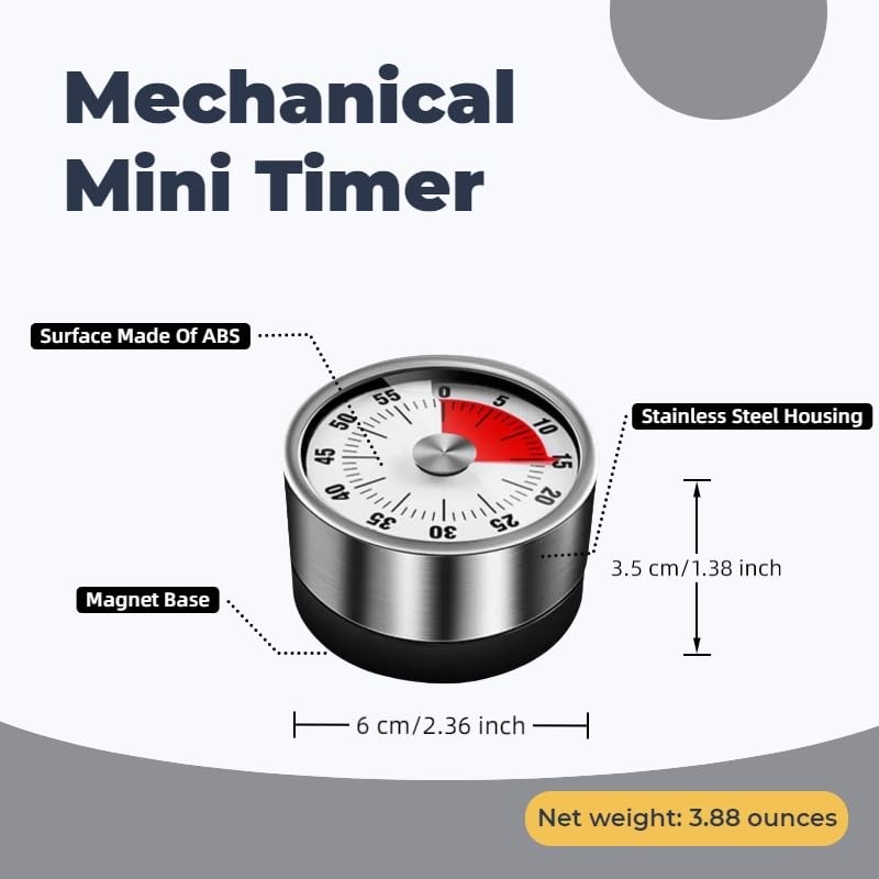 Kitchen timers for Cooking,Visual Mechanical Timer, from 0 to 60 Minutes,No gallery