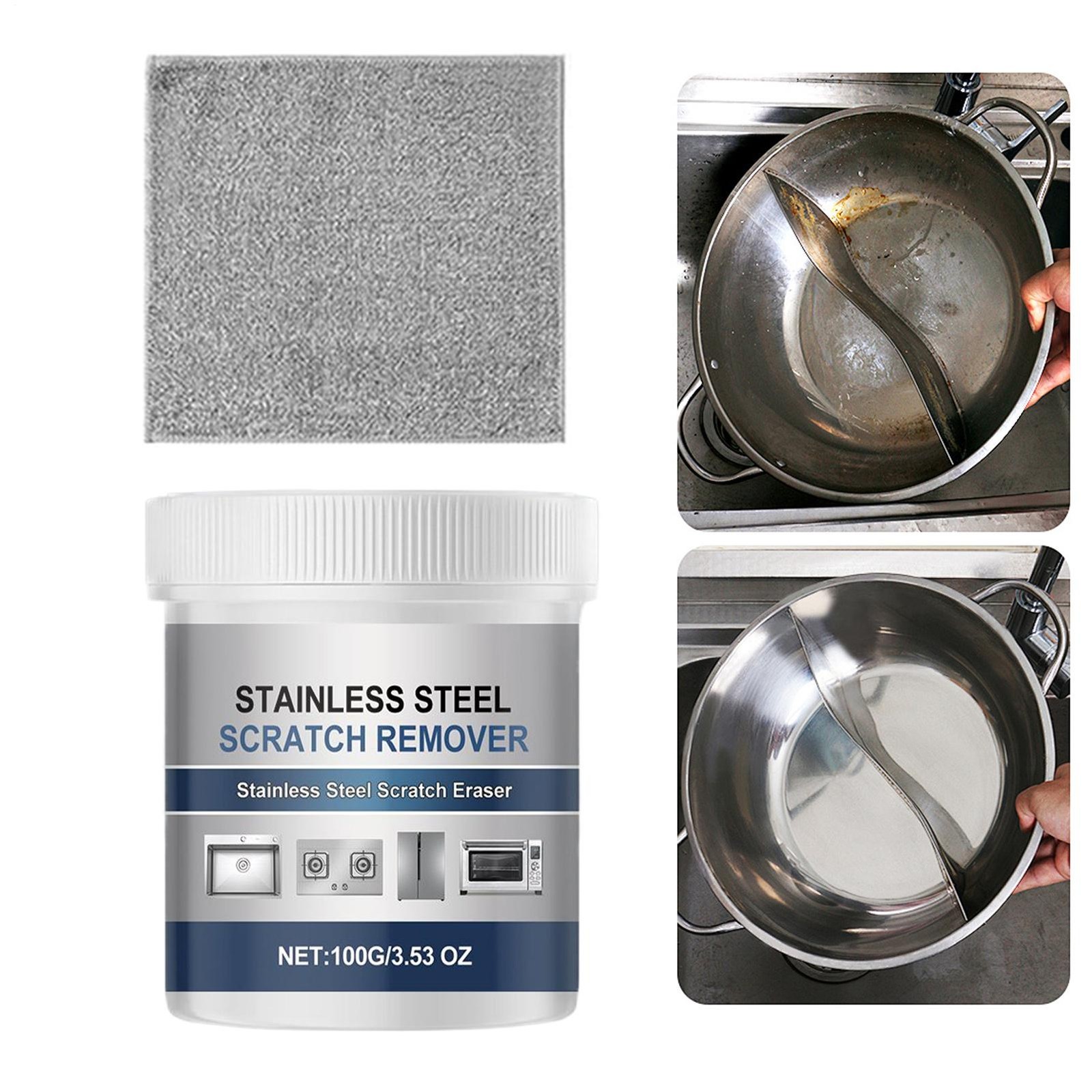 Stainless Steel Scratch Removal Kit 100g Metal Cleaner Polish Paste Rust Remover gallery