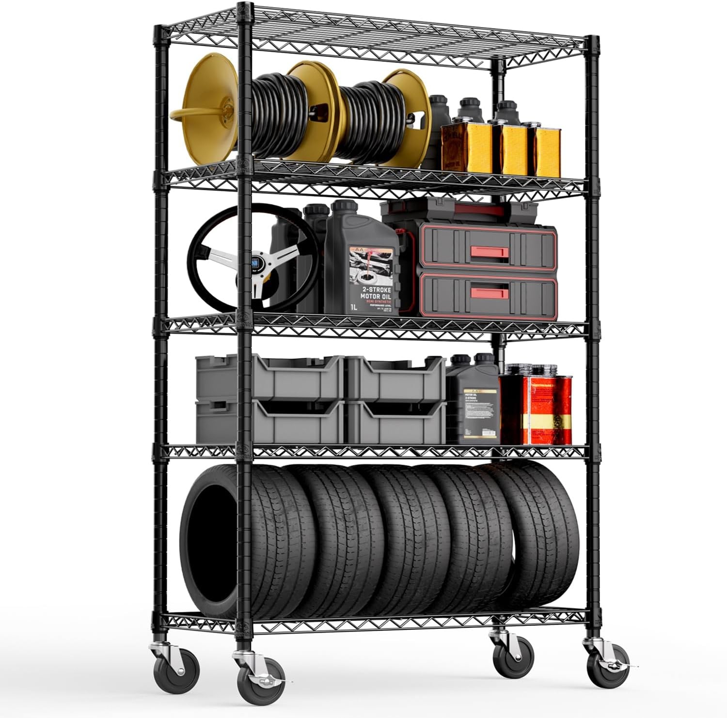 M MZG 5 Tier Storage Shelves Wire Heavy Duty Black gallery