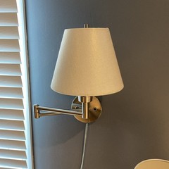 Wall Mounted Bed Side Reading Light – Silver with White Shade, Wall Plug