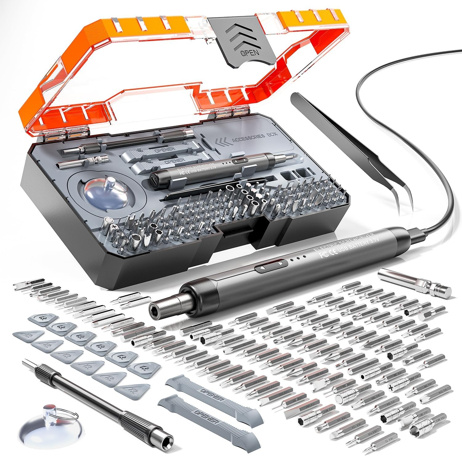 Electric Screwdriver Set, Precision Magnetic Drill Bit, Grey gallery