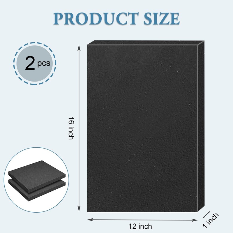 2 PCS Black Polyurethane Foam Inserts Cuttable Packing Padding 16x12x1 Inch gallery