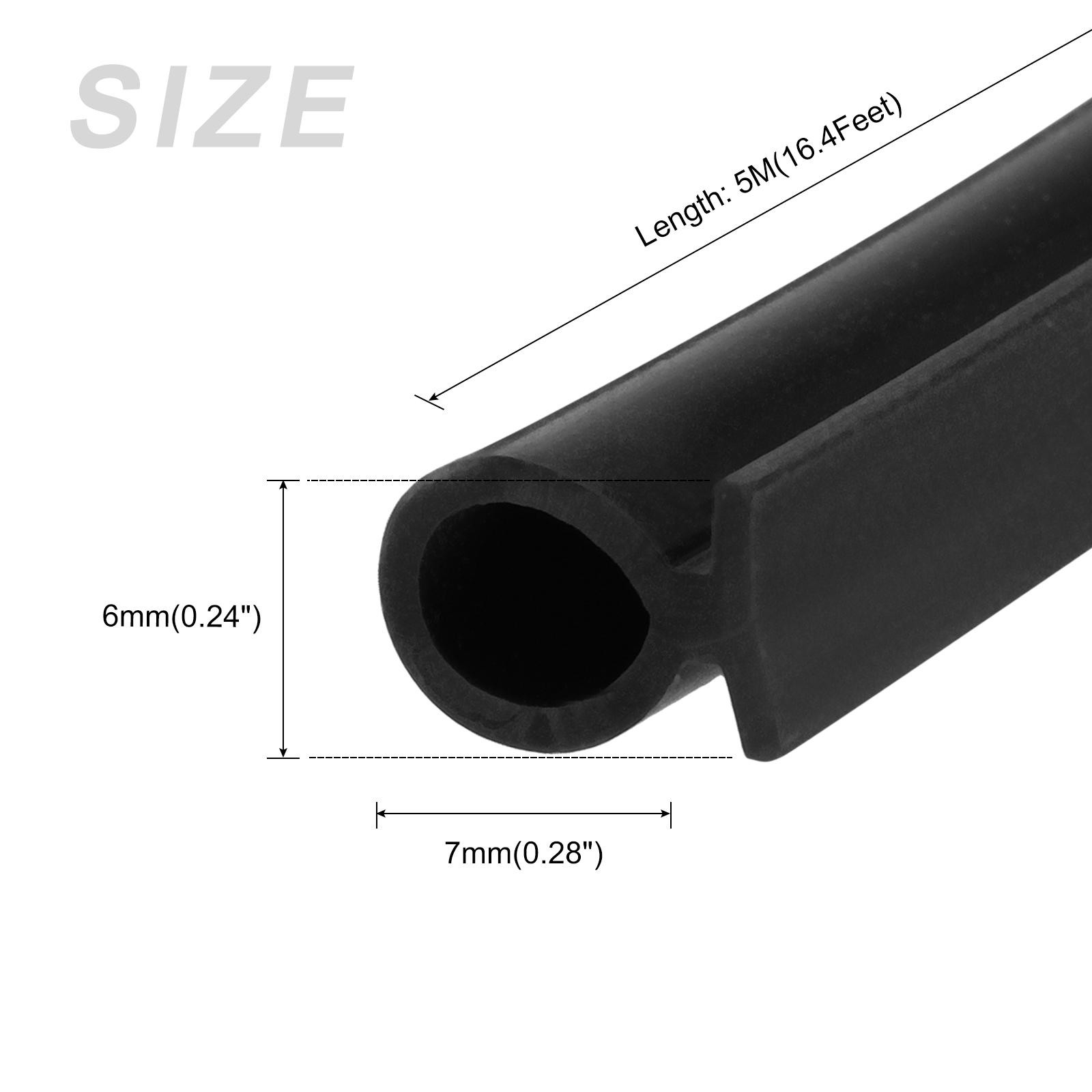 Bulb Type Window Weatherstrip 7mm 5M Silicone T-Slot Mount Seal Strips Fits 6mm gallery