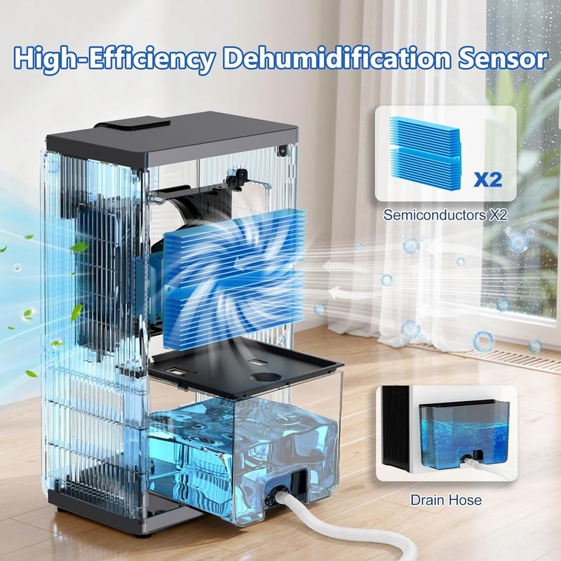 KeepGlad Smart Dehumidifier Tower White Digital Display Quiet Water Window gallery