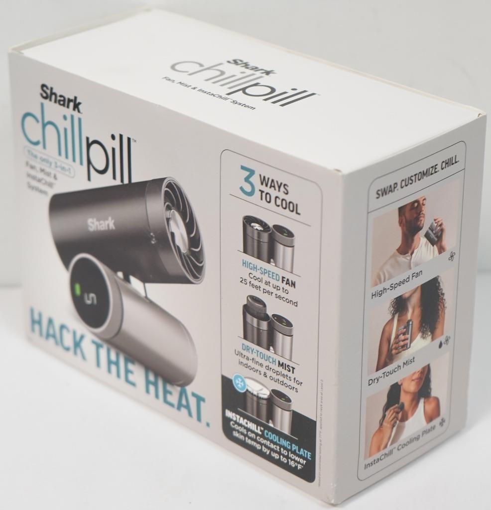 NEW - Shark ChillPill 3-in-1 Portable Fan Mist & Instachill System FA022 - Gray gallery