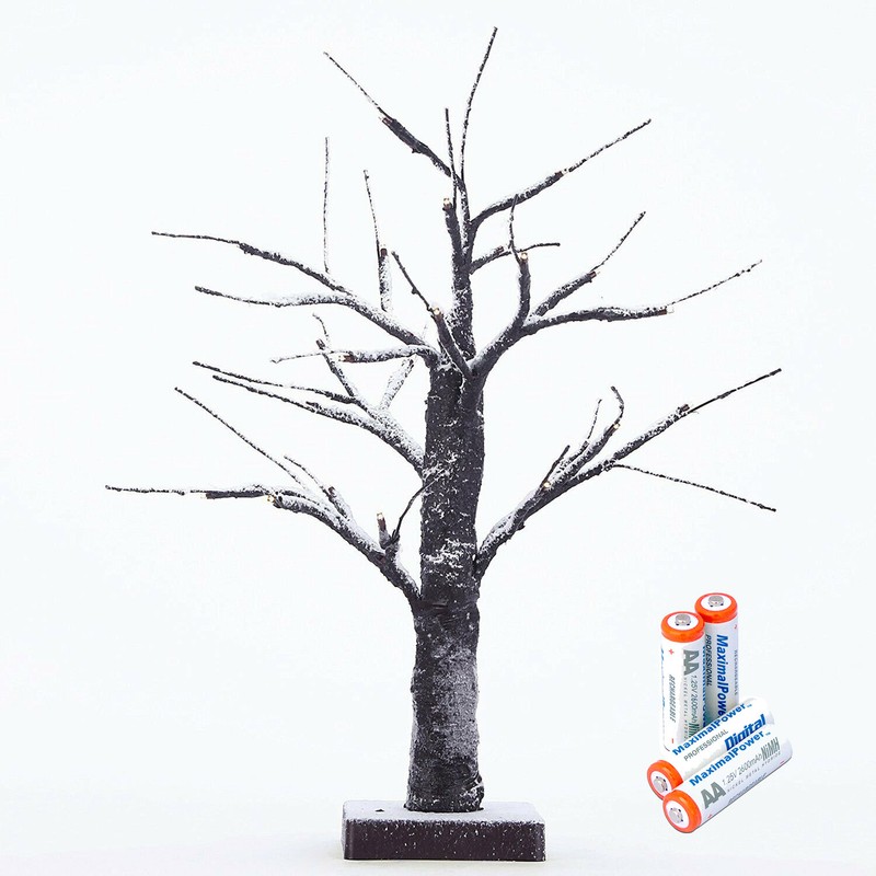 MaximalPower™ LED Snow Bonsai Tree Light 15 Inch Tabletop Lamp w/ 24 Lights gallery