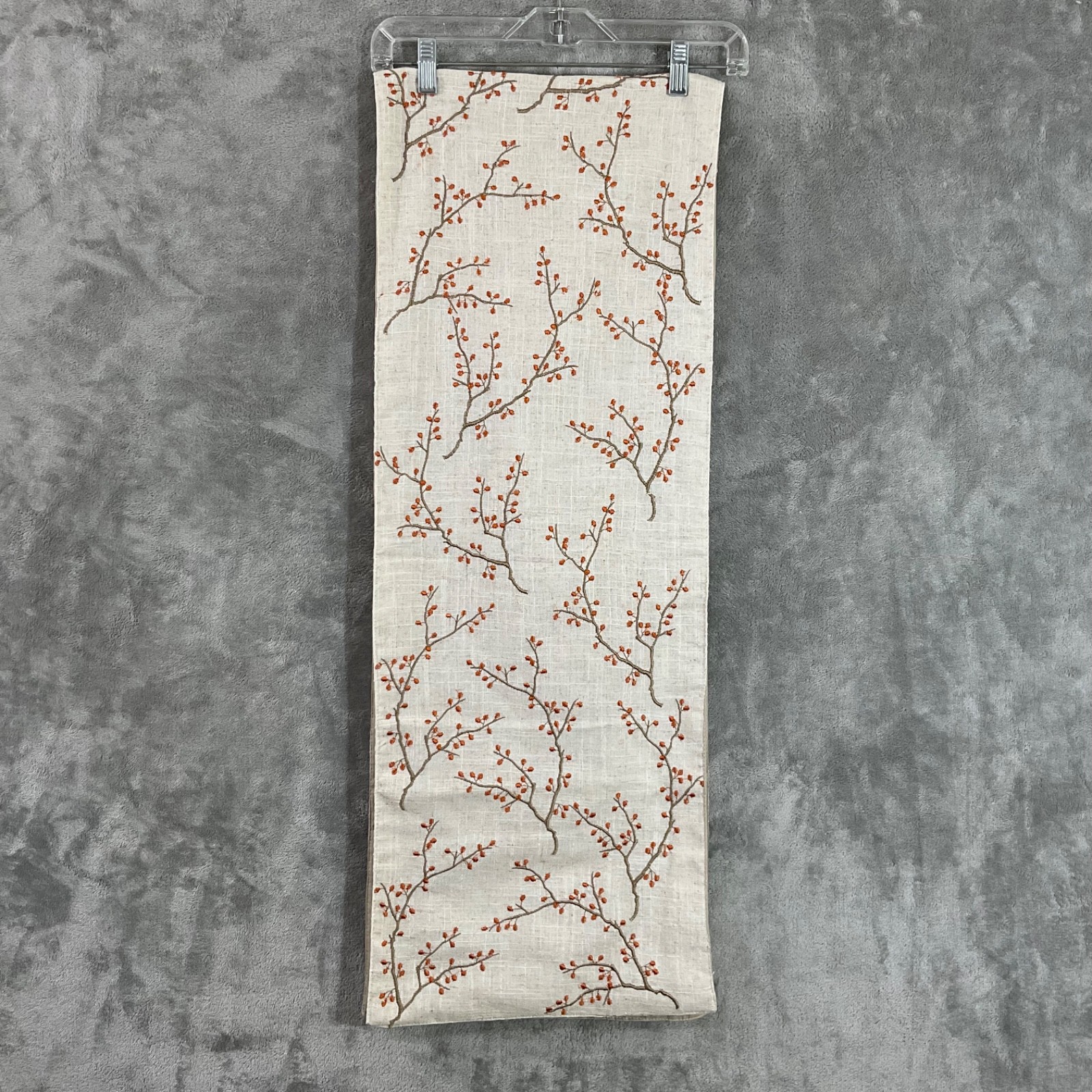 Table Runner Fall spring Berries Embroidered Cotton/ linen? 13x 70” Festive gallery