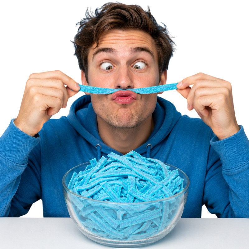 9" Blue Raspberry Sour Belts | 32 oz (2 LB) Gelatin-Free - Bulk Candy gallery