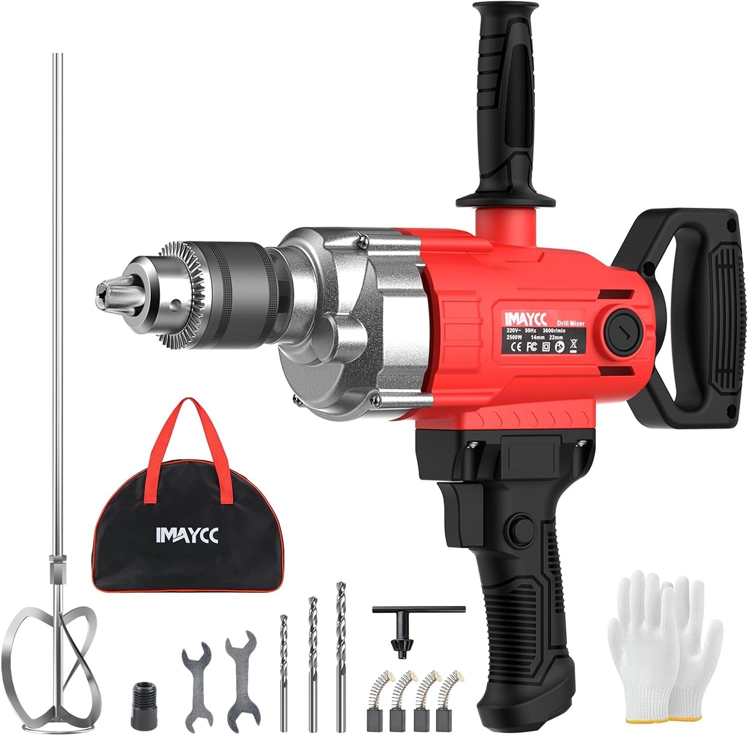 2500W 15A Drill Mixer, Variable Speed Corded Cement Mixer,5/8" Heavy Duty Drill gallery