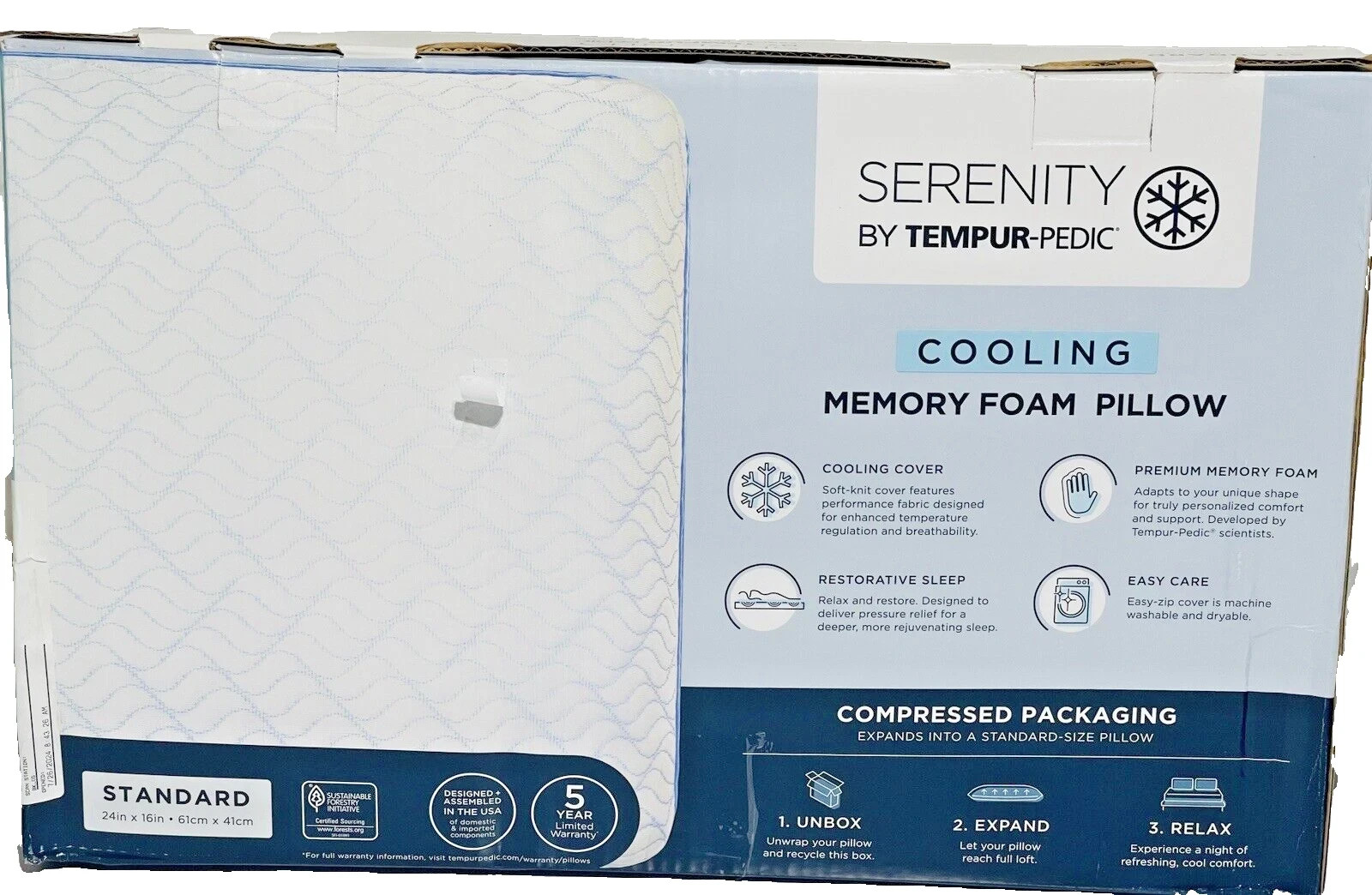 Serenity by Tempur-Pedic Cooling Memory Foam Pillow - Standard Open Box gallery