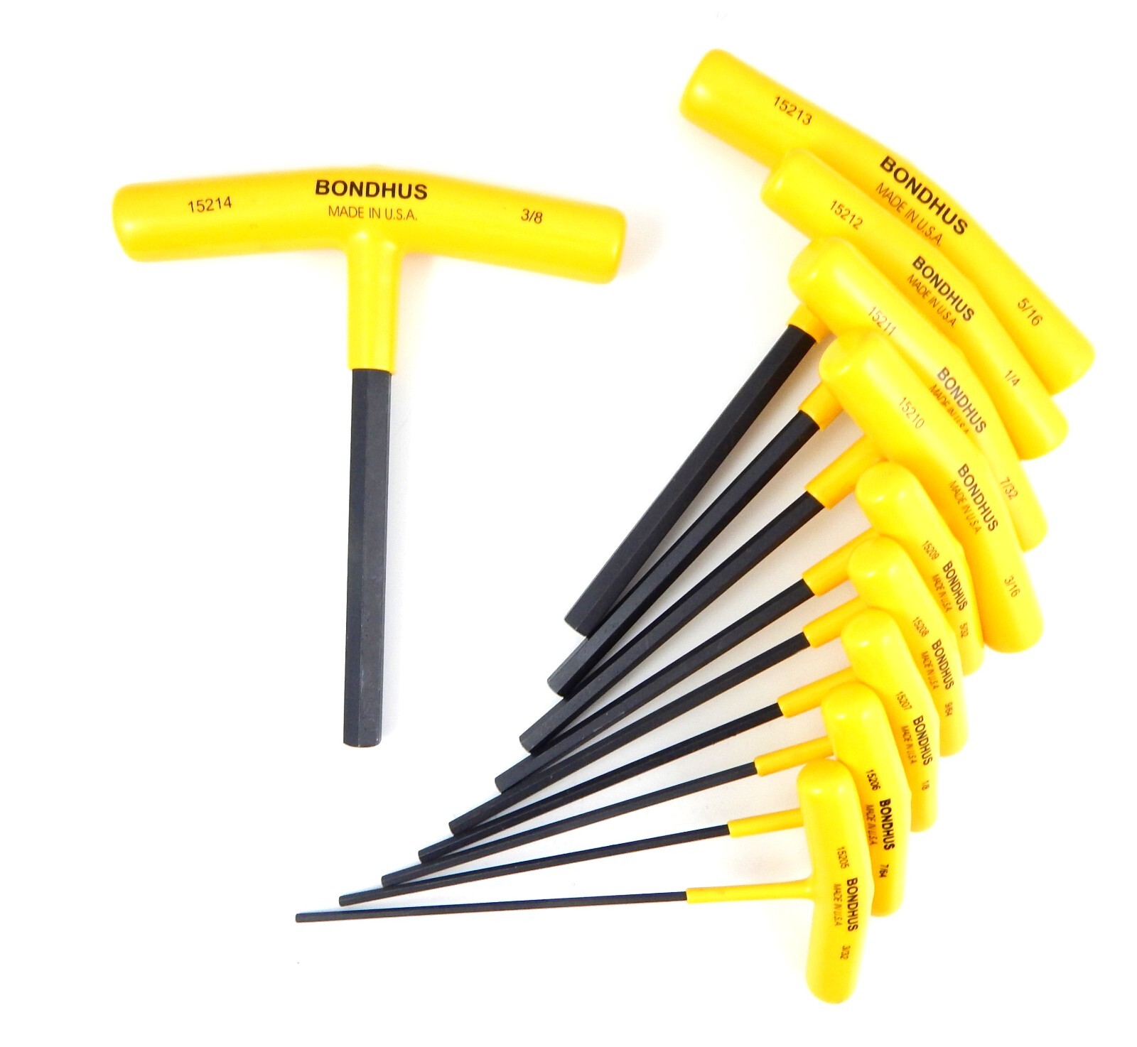 Bondhus 10pc T Handle Hex Wrench Set SAE Standard Inch USA MADE 3/32-3/8in 13390 gallery