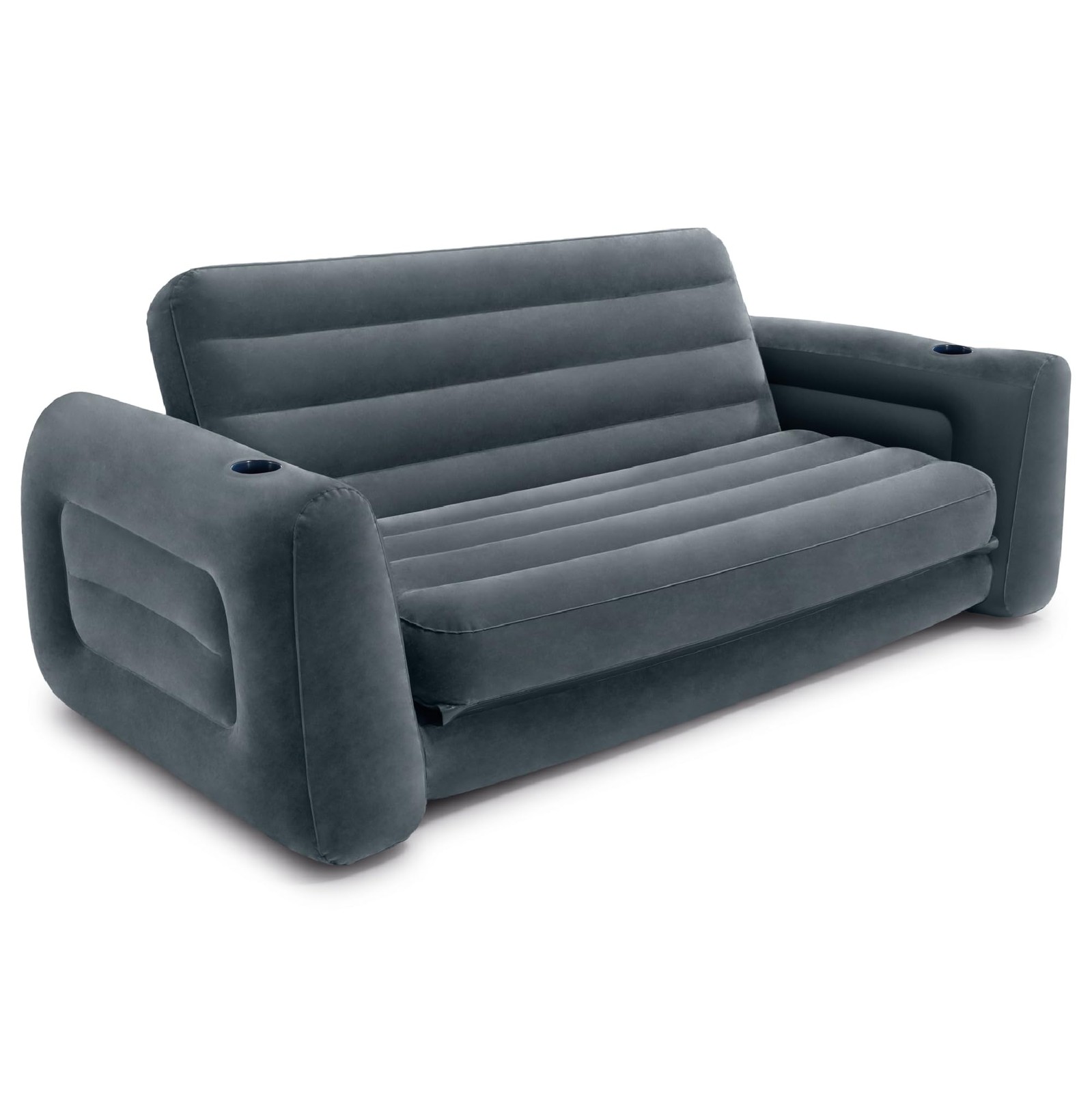 Intex Inflatable Pull-Out Sofa: Velvety Surface, 2-in-1 Queen Sofa, Grey gallery