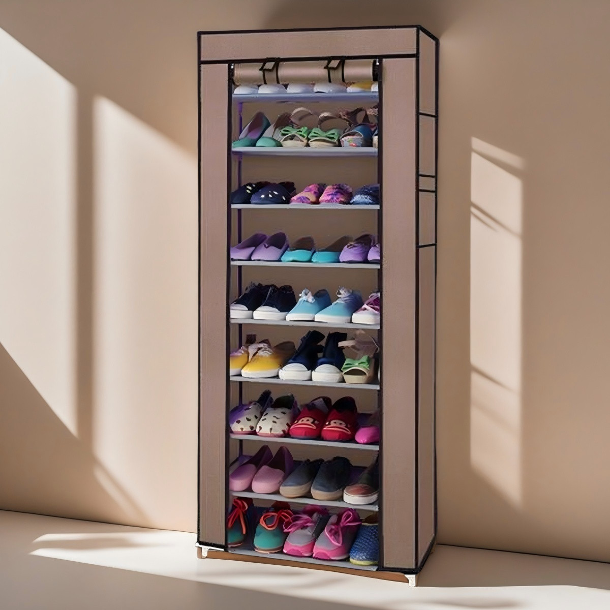 10 Layers 9 Shelf Shoe Rack Standing Shoes Cabinet Storage Organizer Dustproof gallery