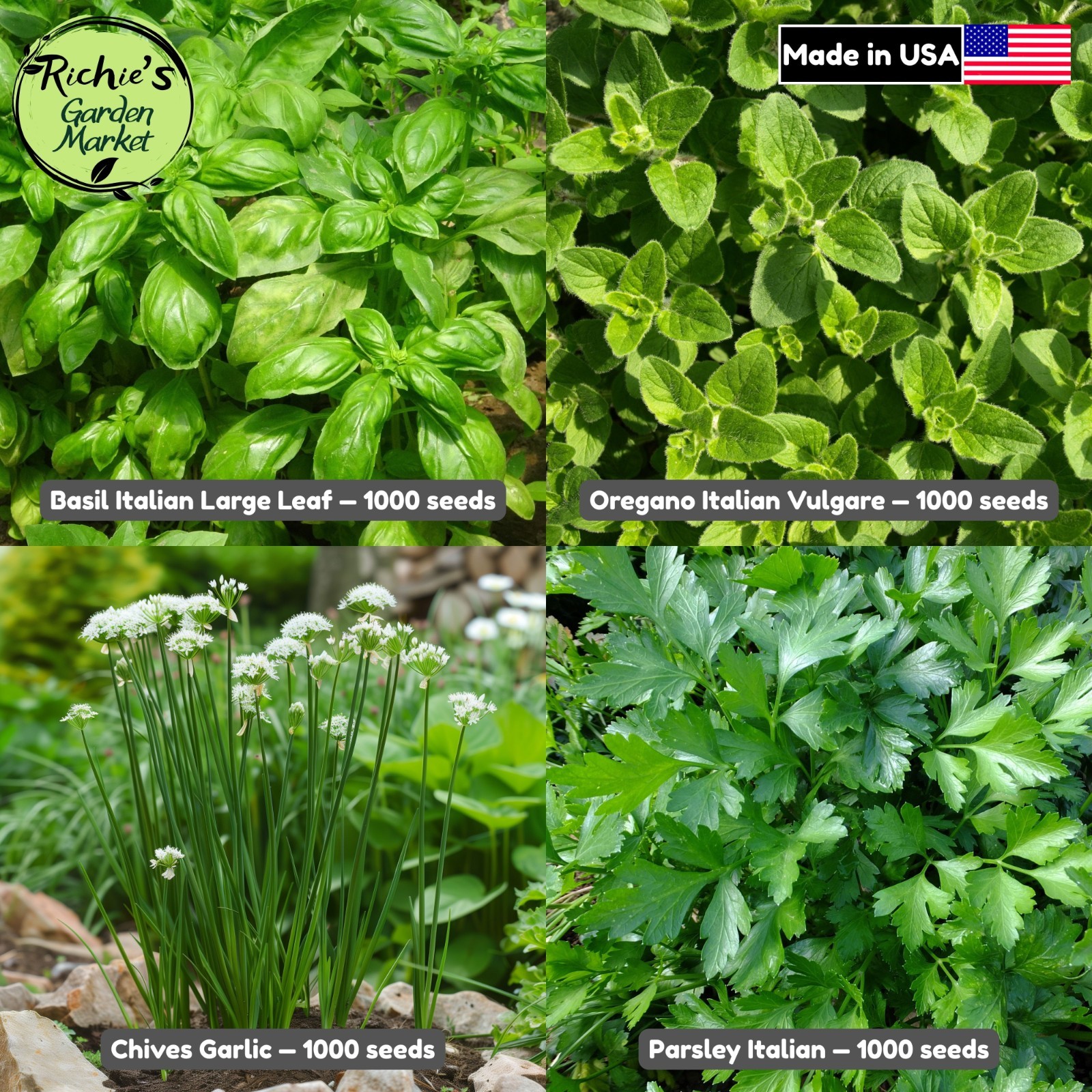 Basil, Oregano, Parsley, Chives Seeds Set, Culinary Herb, Non-GMO, Free Shipping gallery