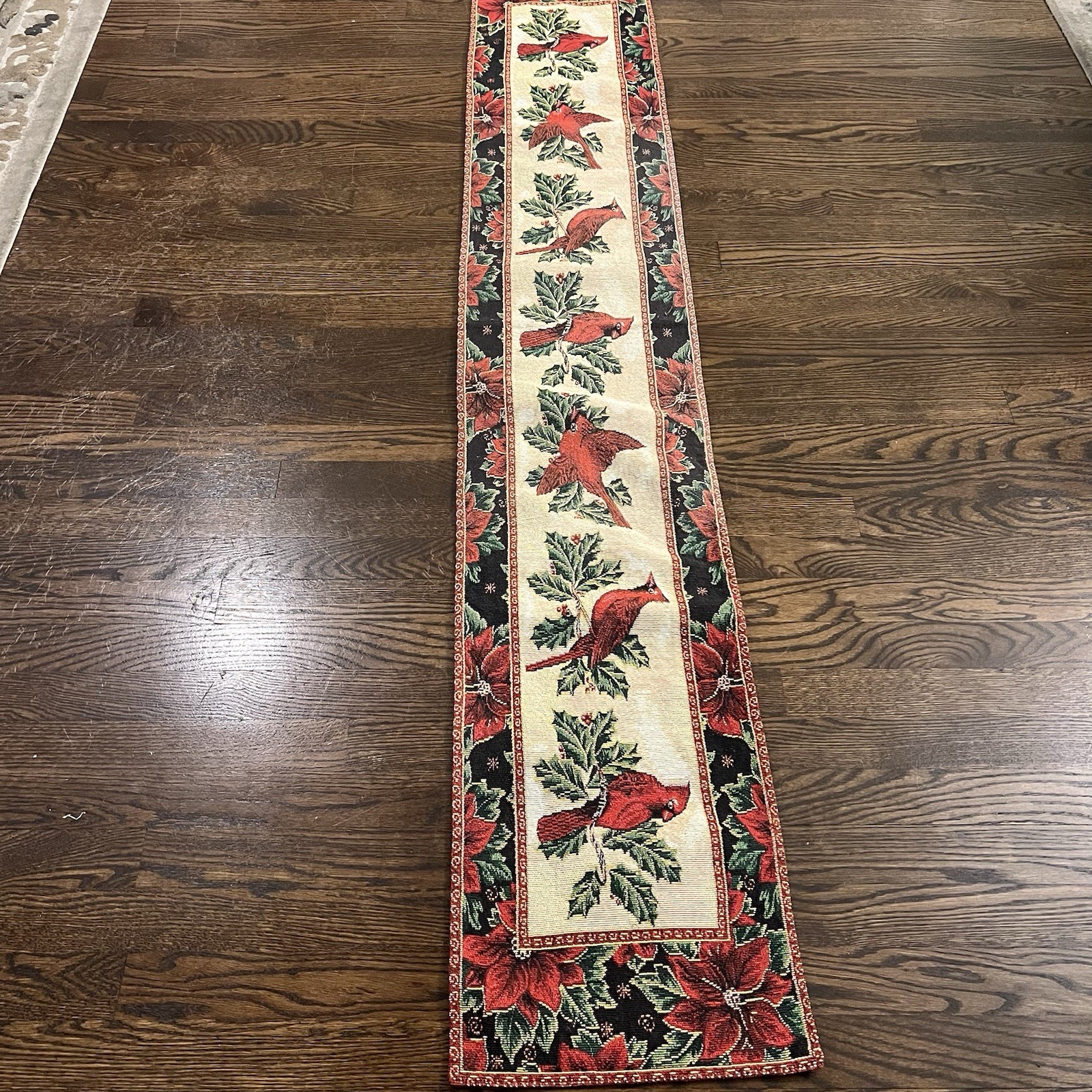 71"X12" Holiday Cardinal Bird Tapestry Dining Table Runner gallery
