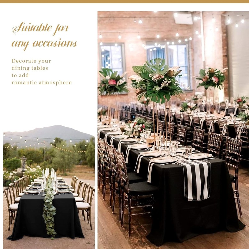4 Pack Black Rectangle Tablecloth, 90 x 156 Inch, Wrinkle Resistant, Washable gallery