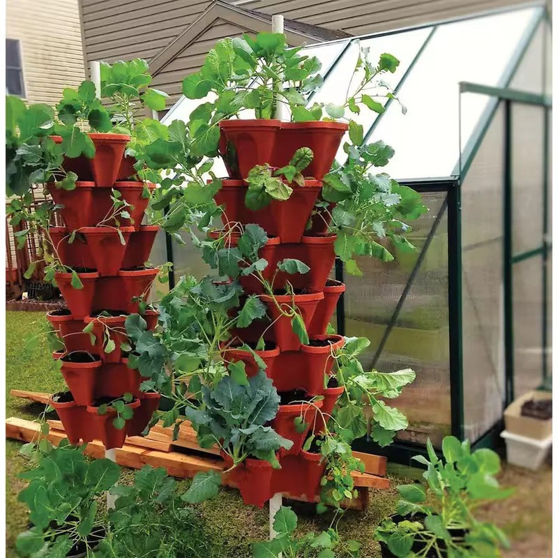 Mr. Stacky Vertical Planter Terracotta Plastic Stackable Self-Watering (5-Pack) gallery