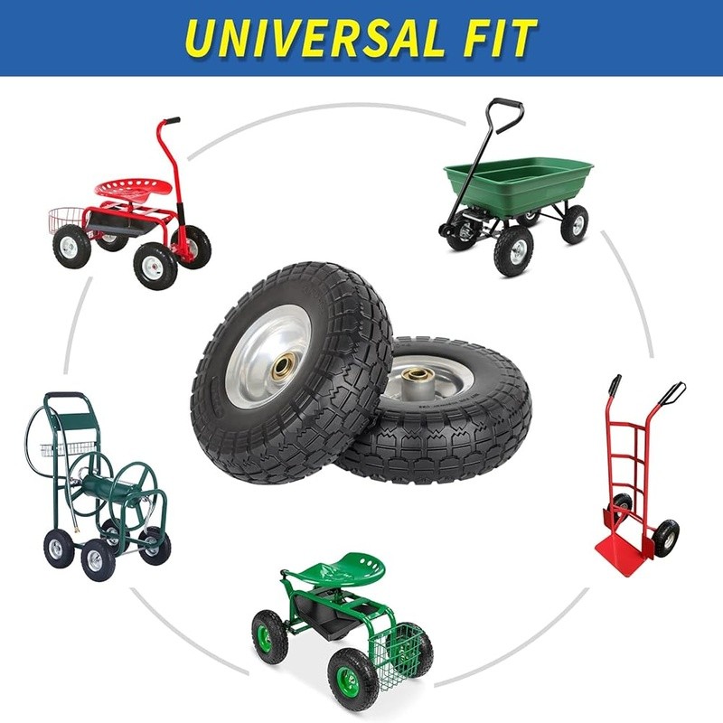 Solid Airless Tire 10 Inch Puncture Proof Wheel Garden Cart Wagon Mower Go Kart gallery
