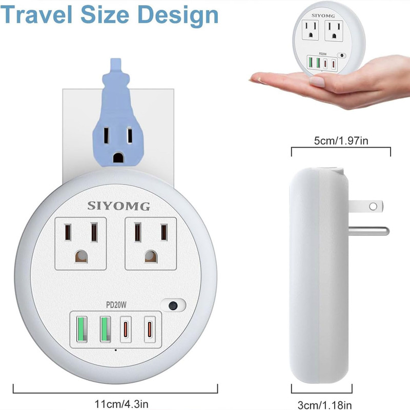 LED Night Lights Plug into Wall, Plug in Night Light with 4 USB Ports and 2 Outl gallery
