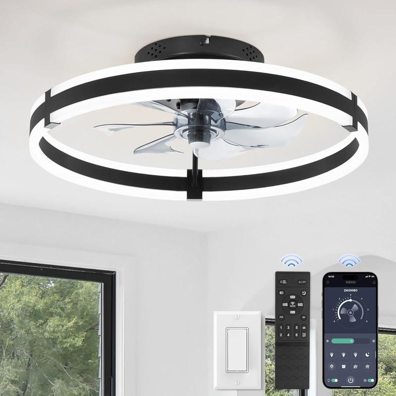 Flush Mount Ceiling Fan Light – Remote & App Controlled with 3000-6000K Lighting gallery