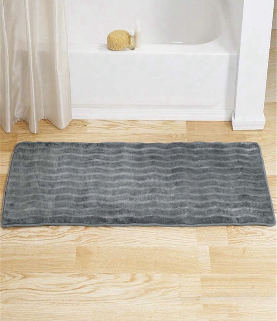 Lavish Home 24 X 60 In Extra Long Memory Foam Bath Rug Mat Platinum Grey 67-11-P gallery
