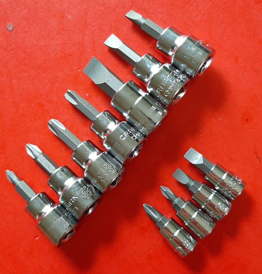 CRAFTSMAN 11pc 1/4 & 3/8" Phillips Flat Tip Screwdriver Bit Driver Socket Set gallery