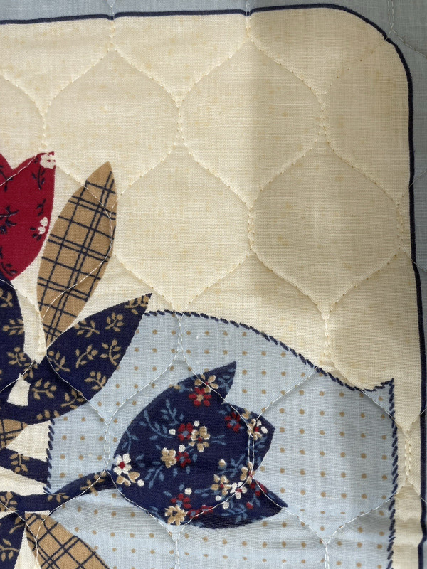 4 Patchwork Quilt Placemats Flower Bouquet Design 17x14 Red, Blue, Tan, Cream gallery
