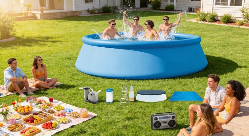 18 Ft X 48 Inch Easy Set Round Inflatable Above Ground Swimming Pool Set