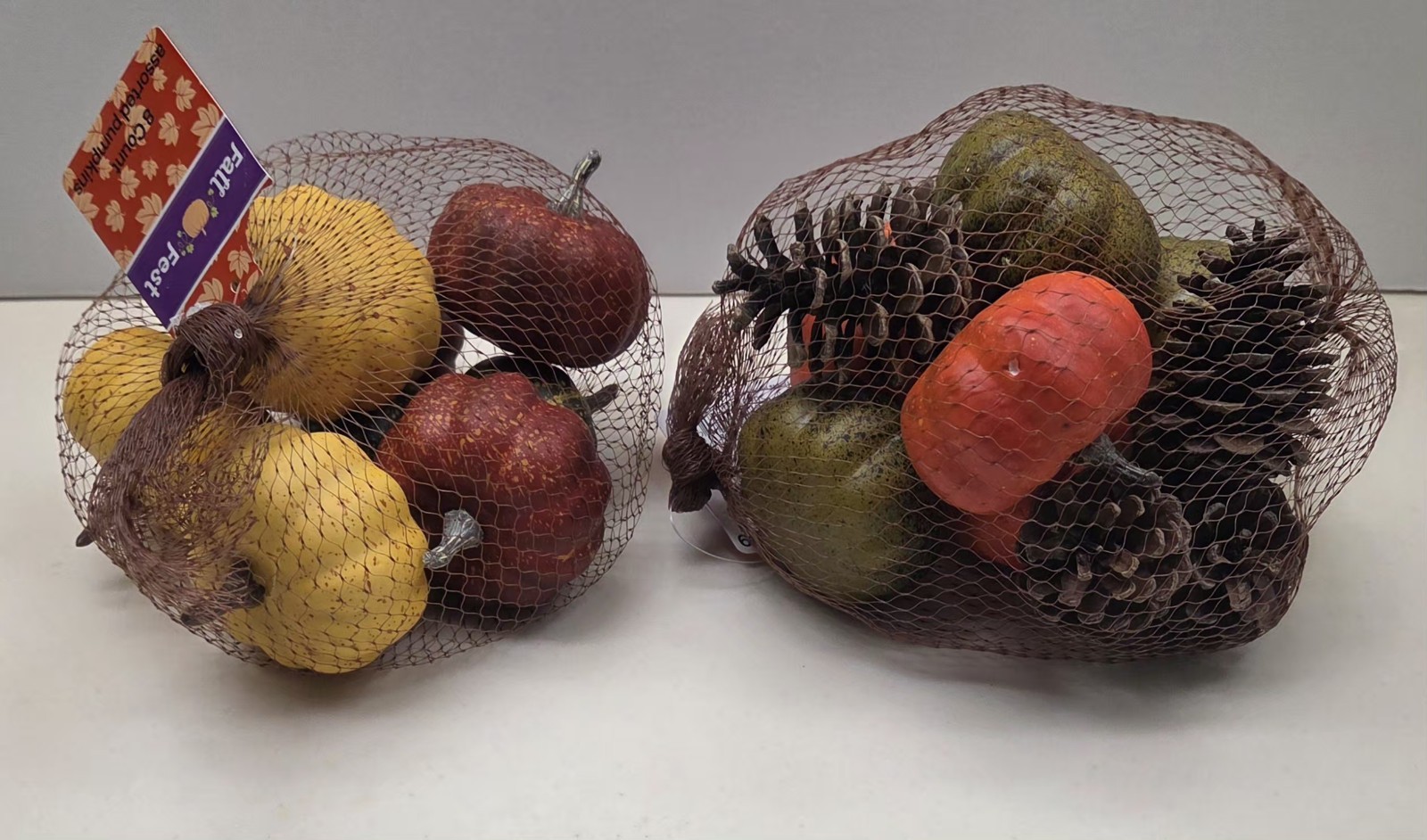 Autumn/Fall Pumpkins Artificial Orange Green Red Yellow, Pinecones Lot 2 NEW gallery