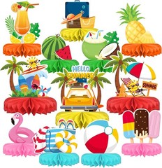Beach Party Decorations Kit – Beach Themed Honeycomb Centerpieces and Table Deco