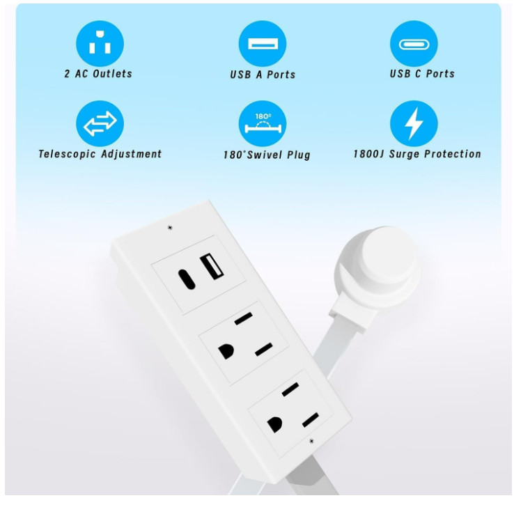 Electrical Outlet Expander Power Socket Rotating Extender Sofas Nightstands Desk gallery